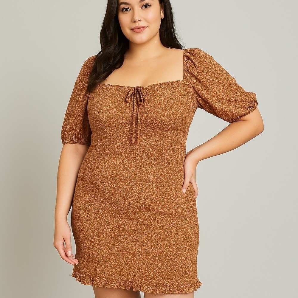 Blush Floral Smocked Puff Sleeve Mini Dress NWT‎ 3X